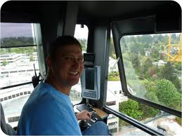 Crane operator in the cab